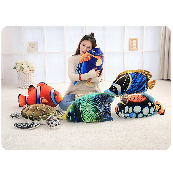 Design Creative Decorative Realistic 3D Fish Turtle Cushion Pillow Gift Soft Toy - Image 1 of 4