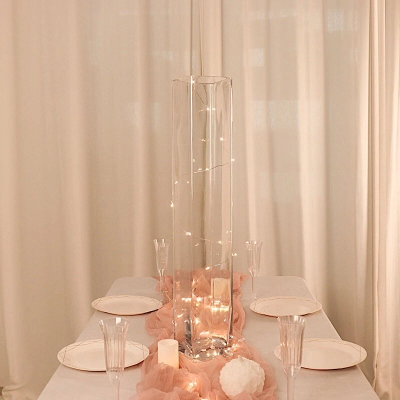 CLEAR 2 Square 28" Cylinder Glass Flower VASES Centerpieces Party Decorations - Image 1 of 4