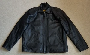 VINTAGE Herren Jacke - 10.000.000 HOLD 'EM POKER - MA LOTTERY - schwarzer Leder Bomber - M - Bild 1 von 5