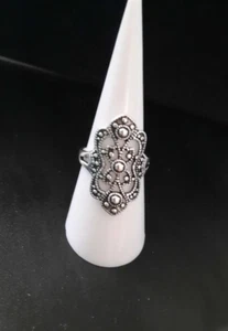 Anillo festoneado ovalado plateado talla 6 - Imagen 1 de 2