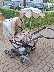 Kinderwagen/Buggy Hartan Topline X beige mit Zubehör - Bild 1 von 8