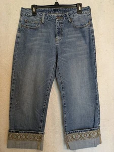 Apt.9-womans blue jean capri's cuffed sz 10 - Picture 1 of 5