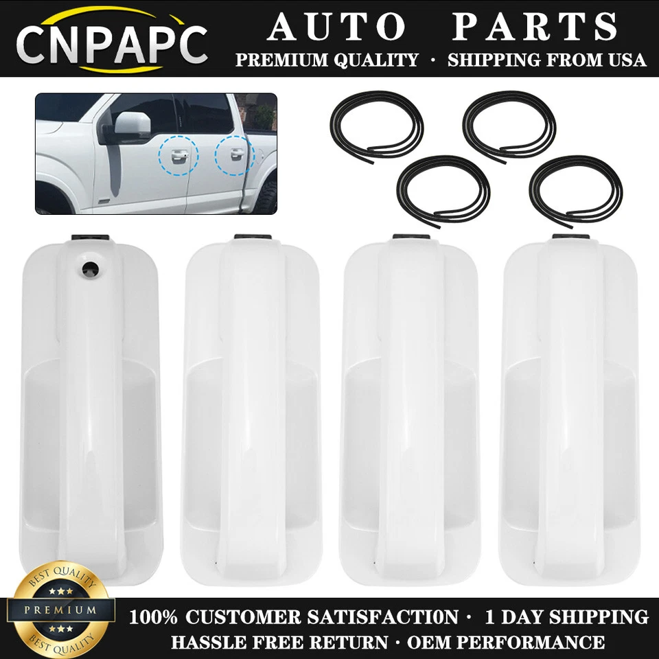 Juego de cuatro manijas de puerta delanteras y traseras Oxford blancas para Ford F-150 2015-2020 Foto 1 de 4