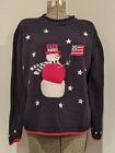 Ugly Christmas Sweater Christopher Banks Patriotic Snowman Flag Sweater Sz S