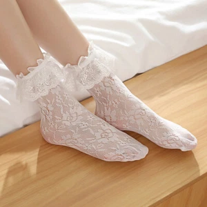 Women Ladies Frilly Lace Sexy Ankle Socks Frill Ruffle Short Lace Princess Socks - Picture 1 of 13