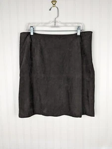 J.Jill Damen braun Kunstleder Reißverschluss Rock Gr. 12 gefüttert weich gerade klassisch - Bild 1 von 10