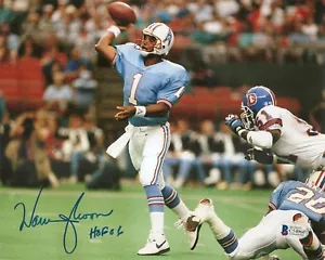 Foto firmada de Warren Moon HOF Oilers automática 8x10 Beckett BAJO CERTIFICADO DE AUTENTICIDAD - Imagen 1 de 1