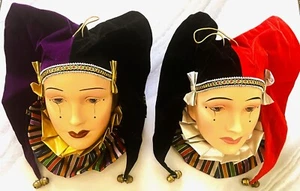 Einzigartiger Keramik Wandbehang handbemalt Paar Karneval Maske - Bild 1 von 1