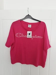 Champion Women's T-Shirt Pink Cropped Top Short Sleeve Size Small New With Tags - Picture 1 of 4