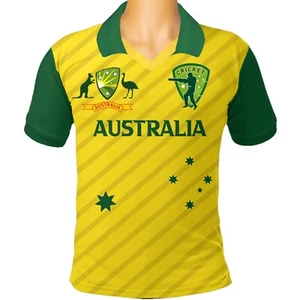 Australie Cricket T Shirt Jersey Unisexe Adultes Hommes SPORTS Haut Pour Odi T20 - Picture 1 of 2