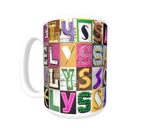 Tazza/tazzina da caffè ELYSSA con il nome in foto di lettere segno reali - Foto 1 di 3