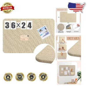 Frameless 36"x24" Linen Bulletin Board - Ideal for Displaying Memories & Memos - Picture 1 of 8