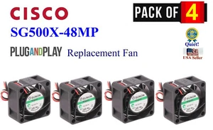 4 Pack **Quiet** Replacement fans for Cisco SG500X-48MP Stackable Managed Switch - Picture 1 of 8