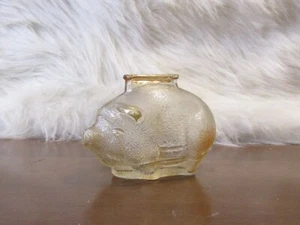 Vintage ANCHOR HOCKING Small 4” Pig Piggy Bank ~ Amber Peach Textured Glass - Picture 1 of 7