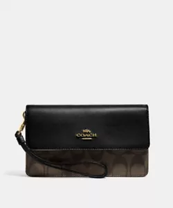 BNT COACH Foldover Wristlet In Signature Brown/ Black F78229 - Bild 1 von 2