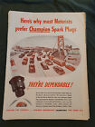 1946 Vintage Original Magazine Ad Auto Spark Plug Champion Motorists Prefer