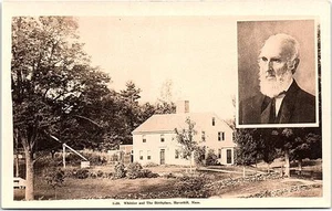 Unused RPPC Postcard Whittier and the Birthplace Haverhill Mass MA Portrait - Picture 1 of 2
