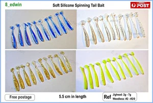 Soft Silicone Spinning Tail Fishing Bait Jig Head Lure King Fish Salmon Mackerel - Bild 1 von 26