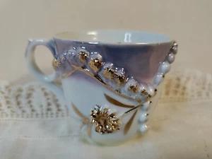 Taza pequeña vintage de porcelana Ricardo German Expresso púrpura y dorado - Imagen 1 de 6