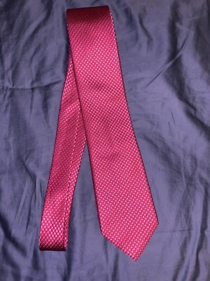 JOHN BARTLETT Men's 100% Silk Necktie ITALY Designer Pink And Gray EUC — 第 1/2 张图片