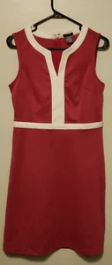 Ärmelloses Damenkleid Ann Taylor Größe 4 rosa weißer Besatz  - Bild 1 von 7