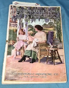Brainerd & Armstrong Co Embroidery Lessons with Colored Studies 1913 Antique - Imagen 1 de 9