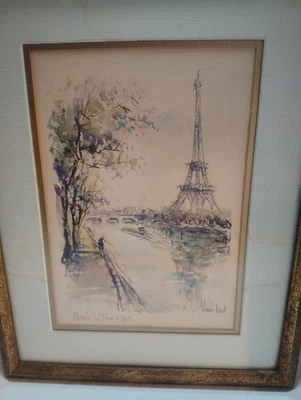 Van Lod Eiffel Tower Scene Painting (original) - Image 1 of 4