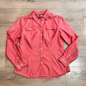 Duluth Trading Button Down Shirt Top Size Small S Coolmax Pink Cotton Blend - Picture 1 of 5