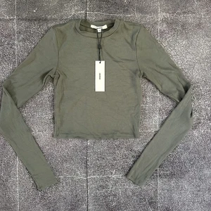 NWT Women's Joah Brown Ribbed Rayon Olive Green Crewneck Long Sleeve Sz XS/S NEW - Picture 1 of 5