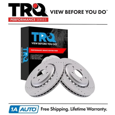 Juego de rotores de freno delanteros TRQ ranurados X perforados con recubrimiento en G delanteros para Acura Honda Foto 1 de 4