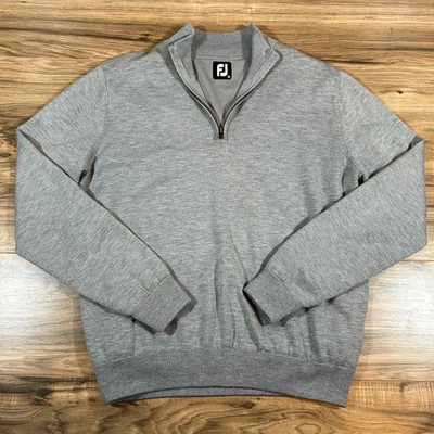 FootJoy Para Hombres Med |Gris| Manga Larga 1/4 Cremallera Mezcla de Lana Forrada Pullover Sudadera Foto 1 de 4