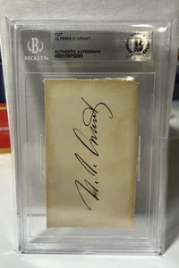 Presidente ULISSE S. GRANT firmato/taglio autografo AUTENTICO Beckett COA - Foto 1 di 3
