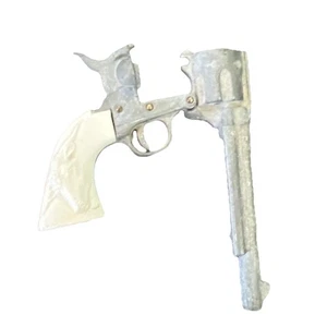 Vintage Miniature Toy Colt Six Shooter 3.5" Long Horn Steer Heads On Grip - Picture 1 of 3