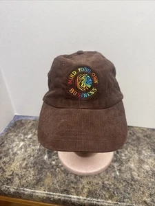 Mind Your Own Business Rainbow Brown Corduroy Hat Cap Adjustable Some Saxy Art - Picture 1 of 7