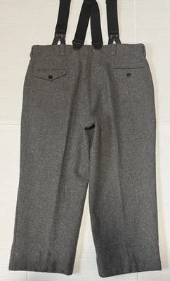 WOOLRICH 2000 - Men's Vintage Gray Heavy Wool Hunting Pants Suspenders - 40x28* - Image 1 of 4