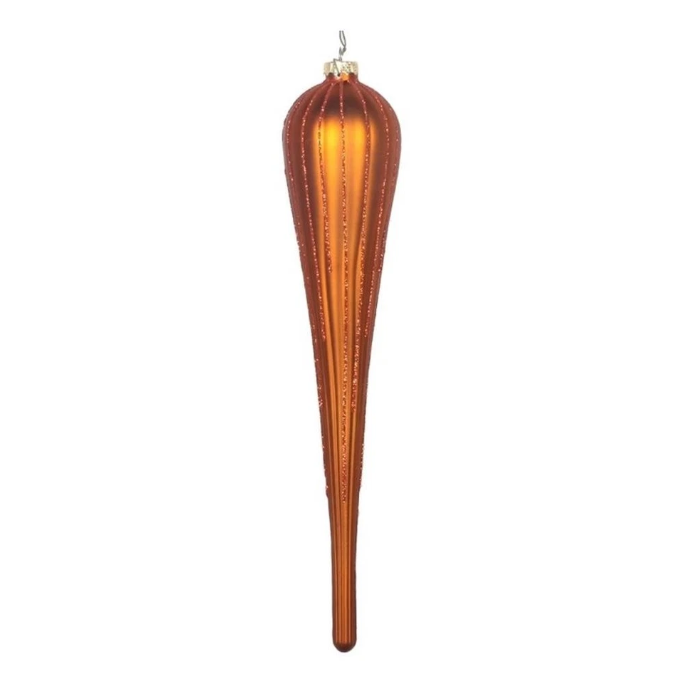 Vickerman 11" Matte Glitter Drop Christmas Ornaments in Copper (Set of 3) - Image 1 of 1