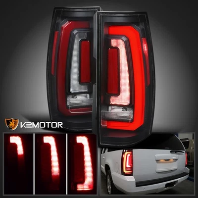 Black Fits 2007-2014 Tahoe Suburban LED Tail Lights Sequential Signal Red Bar Foto 1 de 4