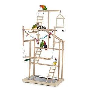 Pet Parrot Playstand Parrots Bird Playground Bird Play Stand Wood Perch Gym - Picture 1 of 7