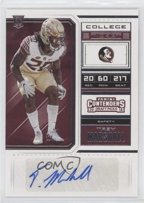2018 Panini Contenders Draft Picks College Ticket Trey Marshall Rookie Auto RC - Image 1 of 2