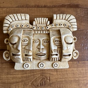 Vintage Maya Azteken Inka Gott Maske Totenkopf Tod Wiedergeburt Keramik Wandkunst 1999 Keramik - Bild 1 von 3