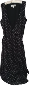 Donna Ricco Dress 16 True Wrap Black & White Polka Dot Silky Chiffon Sleeveless - Picture 1 of 6