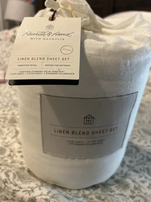 Hearth & Hand with Magnolia Linen Blend with Hem Stitch Sheet Set Queen - Image 1 of 2