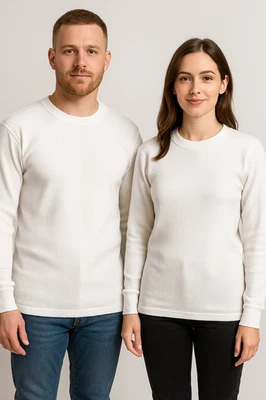 Men's Cotton Waffle Knit Shirt: Warm Thermal Top for Winter - Free Shipping - Image 1 of 4