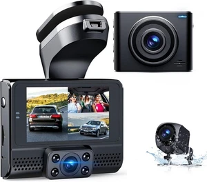 3 Channel 1080P 2.45" GPS Dash Cam Front Rear Inside Car Camera Parking Monitor - Picture 1 of 8