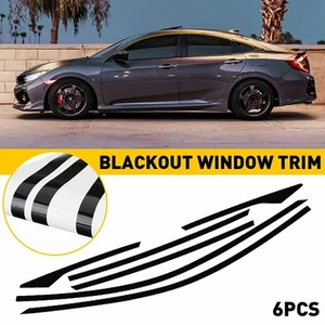 6x Chrome Delete Vinyl Blackout Window Trims Fit For Honda Civic Sedan 2016-2021 - Picture 1 of 12
