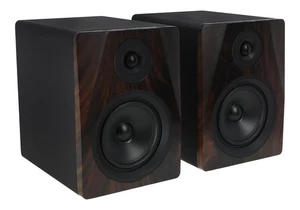 Pair Rockville APM5D 5.25" Dark Wood Powered Studio Monitors+Headphones+Mic+Pads - Picture 1 of 12