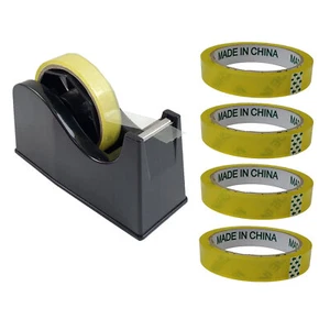Desk 1 and 3 inch Core Tape Dispenser with 4 Transparent Tape 0.7" 30yards/Roll - Picture 1 of 18