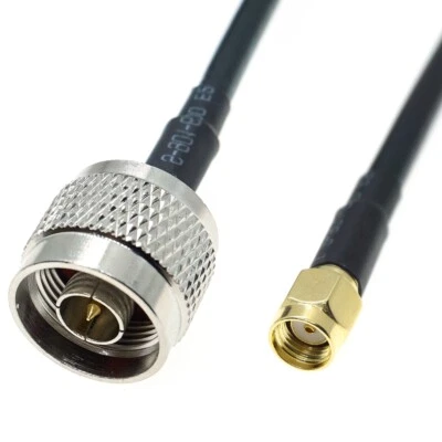 RG58 N-Type male plug to RP-SMA male Lot RF coax jumper Pigtail coaxial cable - Image 1 of 3