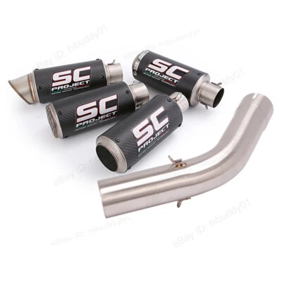 Puntas de escape tubo medio fibra de carbono negro para Kawasaki Versys 1000 2019-2024 Foto 1 de 4