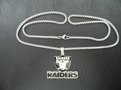 LAS VEGAS RAIDERS / OAKLAND RAIDERS TEAM PENDANT STAINLESS STEEL CHAIN NECKLACE - Image 1 of 3
